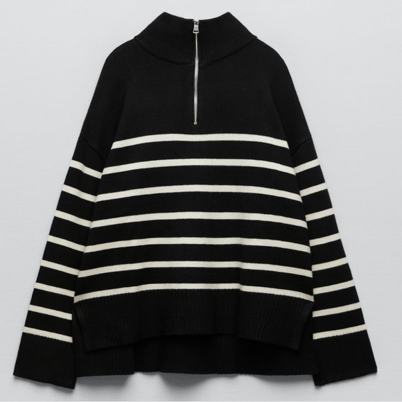 Zara Striped Sweater with Zip - Picture 3 of 14